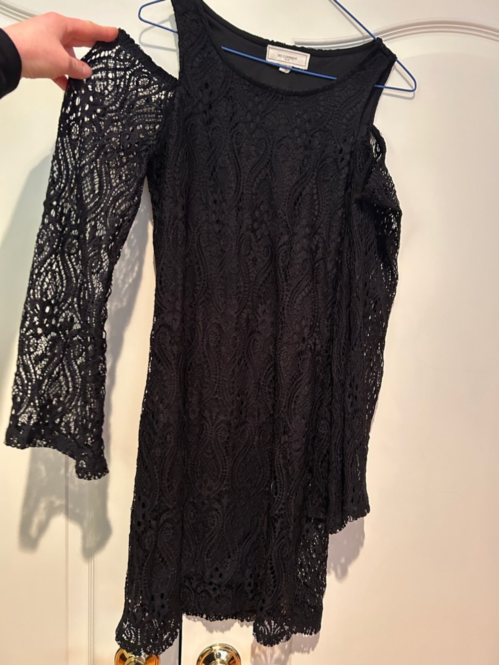 Black Lace cold Shoulder Dress fitted